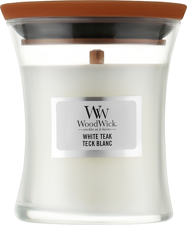 Scented Candle - WoodWick Hourglass White Teak Teck Blanc  — photo N1