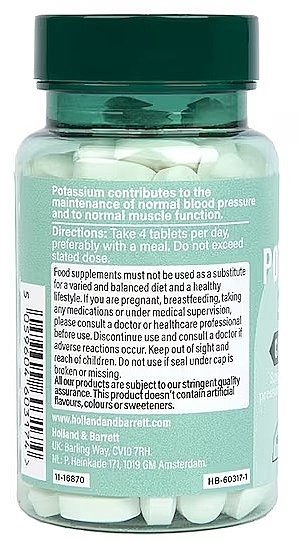 Potassium Dietary Supplement, 396 mg - Holland & Barrett Potassium 396mg — photo N3