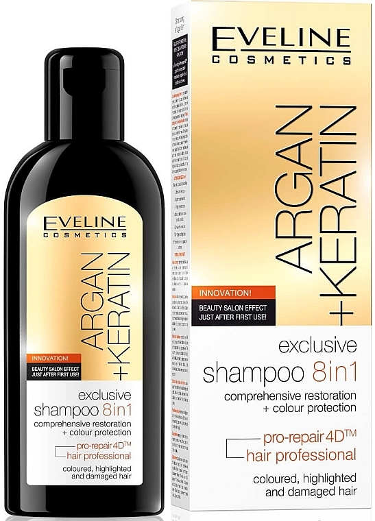 Shampoo 8in1 - Eveline Cosmetics Argan+Keratin  — photo N1