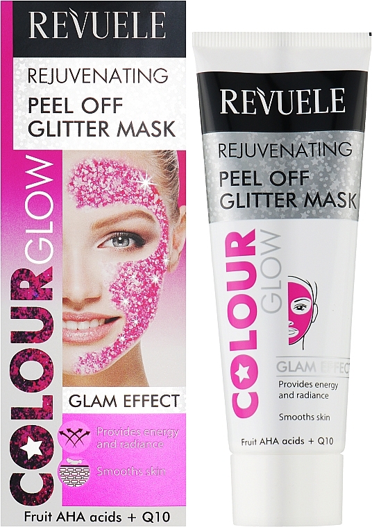 Pink Rejuvenating Peel-Off Mask - Revuele Color Glow Glitter Mask Pell-Off Rejuvenating — photo N2