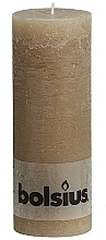 Fragrances, Perfumes, Cosmetics Rustic Pastel Beige Cylindrical Candle, 190/68 mm - Bolsius Candle