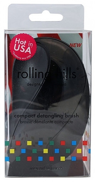 Compact Hair Brush, black - Rolling Hills Compact Detangling Brush Black — photo N1