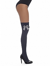 Cameo Knee Socks with Bows, 80 DEN, graphite - Bas Bleu — photo N3