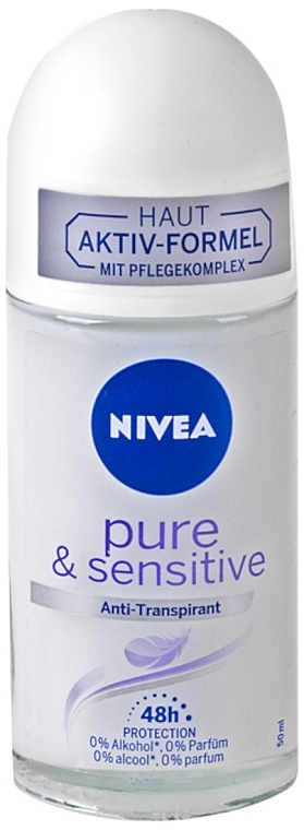 Roll-On Deodorant Antiperspirant - NIVEA Pure And Sensitive Antiperspirant — photo N1