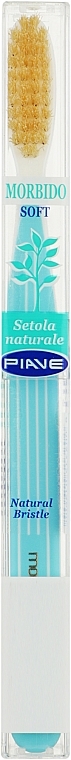 Toothbrush with Natural Bristles, soft, blue - Piave — photo N1