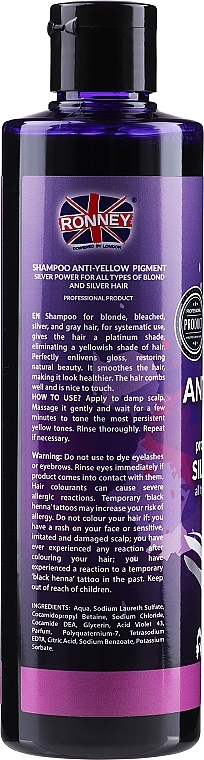 Hair Shampoo - Ronney Professional Anti-Yellow Pigment Silver Power Shampoo — photo N7