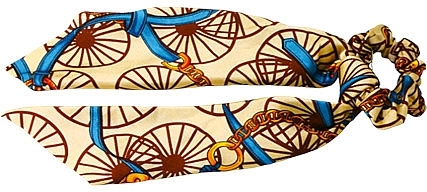 Scarf Scrunchie, beige bike print - Lolita Accessories — photo N1
