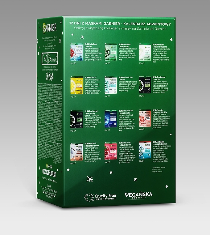 Advent Calendar, 12 products - Garnier Skin Naturals 12 Days Of Mask Xmass 2022 — photo N2