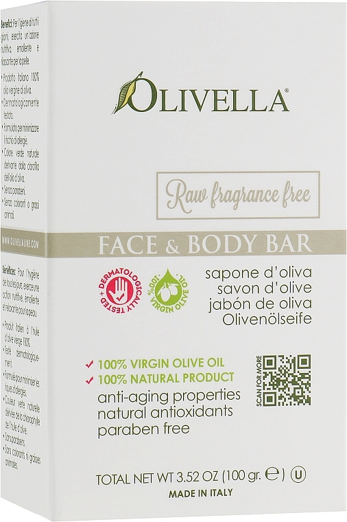 Olive Oil Face & Body Soap, fragrance-free - Olivella Face & Body Soap Olive — photo N1