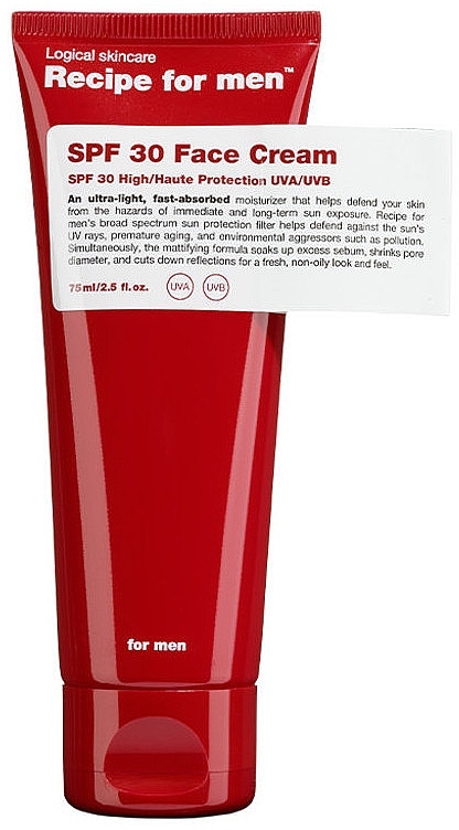 Moisturizing Sunscreen Face Cream - Recipe For Men Facial Moisturizer SPF 30 — photo N1