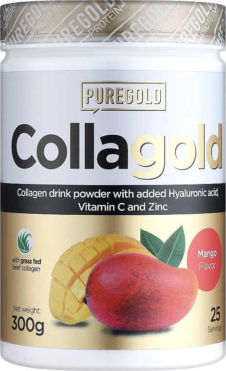 Mango Flavored Collagen + Hyaluronic Acid, Vitamin C and Zinc - PureGold CollaGold Mango — photo N1