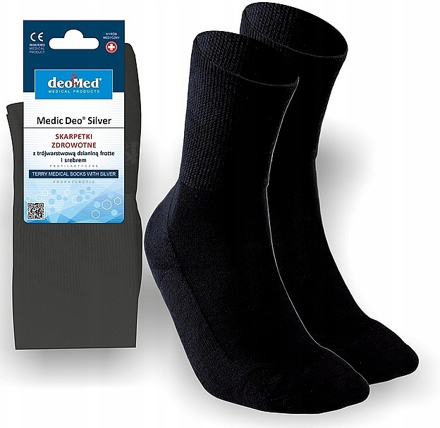 Terry Socks with Silver Ions, black - DeoMed Cotton Silver — photo N1