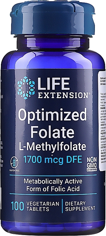 Folate Dietary Supplement, 1700mg - Life Extension Optimized Folate — photo N1