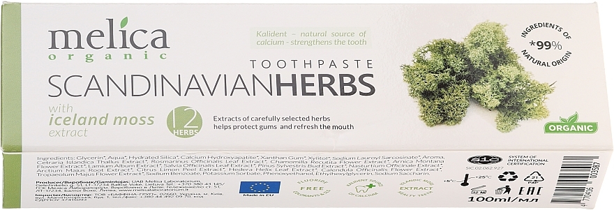 Healing Scandinavian Herbs Toothpaste - Melica Organic Toothpaste Scandinavian Herbs With Iceland Moss Extract — photo N1