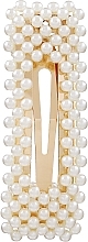 Fragrances, Perfumes, Cosmetics Hair Clip, rectangular, pearls on gold - Top Choice Fashion Design