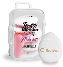 Flat Makeup Sponge Mini Set, white, 6 pcs - Clavier Tender Blender Mua Kit  — photo N1