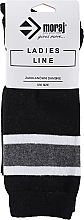 Fragrances, Perfumes, Cosmetics Women Knee-High Socks, black with grey stripe - Moraj