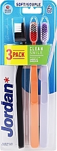 Soft Toothbrush, black, orange, lilac - Jordan Clean Smile Soft — photo N1