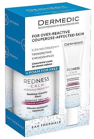 Set - Dermedic Redness Calm For Over-Reactive Couperose-Affected Skin (f/cr/40ml + f/foam/170ml) — photo N1