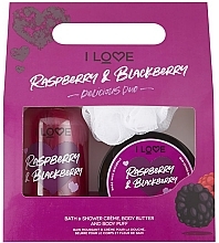 Fragrances, Perfumes, Cosmetics Set - I Love... Raspberry & Blackberry (sh/cr/500ml + b/butter/200ml + puff)