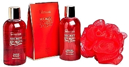 Fragrances, Perfumes, Cosmetics Beauty Set - IDC Institute Secret Stories Cherry Blosom Set (sh/gel/200ml + b/wash/200ml + b/salt/250g + sponge/1pc)