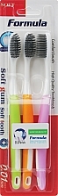 Fragrances, Perfumes, Cosmetics Toothbrush Set, soft, green + orange + pink - Formula