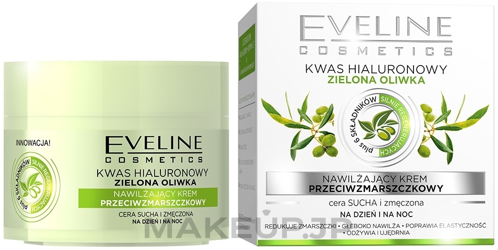 Anti-Wrinkle Moisturizing Cream for Dry & Dull Skin - Eveline Cosmetics Nature Line 3D Green Olive Anti-Wrinkle Moisturising Cream — photo 50 ml