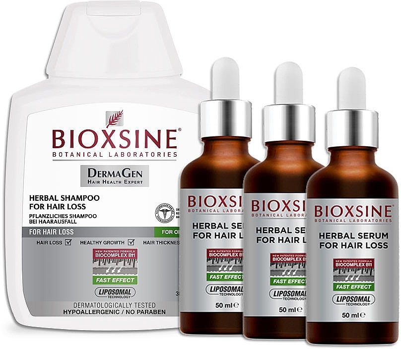 Anti Hair Loss Set - Bioxsine Dermagen White (shm/300ml + serum/3x50ml) — photo N2