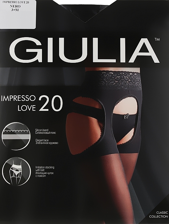 Tights "Impresso Love" 20 Den, nero - Giulia — photo N8