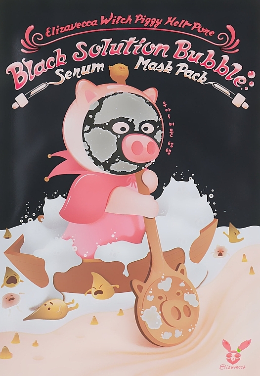 Anti-Blackhead Bubble Mask - Elizavecca Witch Piggy Hell-Pore Black Solution Bubble Serum Mask Pack — photo N1