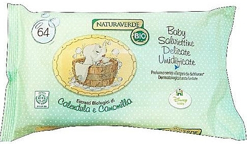 Baby Wipes, 64 pcs - Naturaverde Baby Disney Bio Delicate Wipes Dumbo — photo N1