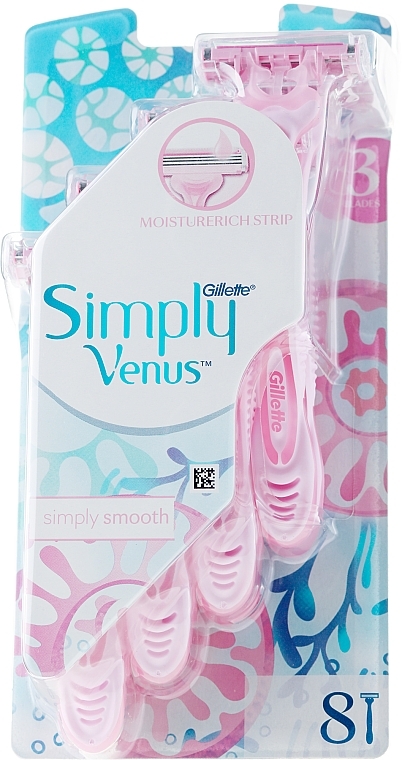 Disposable Shaving Razors, 8 pcs - Gillette Venus3 Simply — photo N1