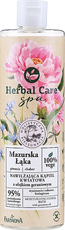 Moisturizing Floral Bath Gel with Geranium Oil "Masurian Meadow" - Farmona Herbal Care SPA — photo N2