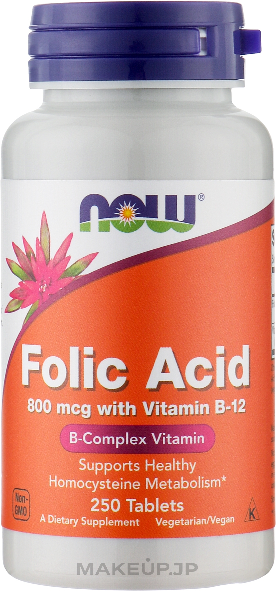Folic Acid 800 mcg + B12 - Now Foods Folic Acid 800 mcg + B12 — photo 250 szt.