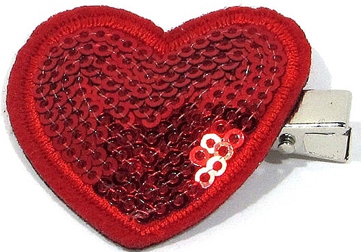 Hair Clip 'Red Heart with Sequins', d-290 - Dini Hand Made — photo N9