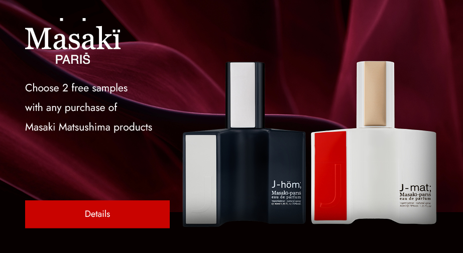 Buy any Masaki Matsushima product and choose 2 free Eau de Parfum samples