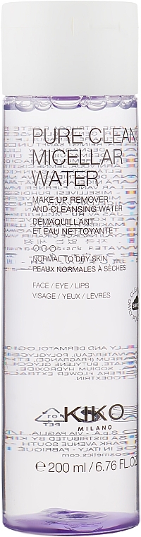 Micellar Water for Dry & Normal Skin - Kiko Milano Pure Clean Micellar Water Normal & Dry — photo N2