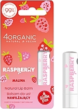 Natural Moisturizing Lip Balm 'Raspberry' - 4Organic Natural Lip Balm Raspberry — photo N1
