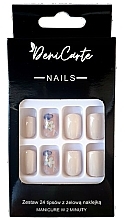 Fragrances, Perfumes, Cosmetics Square Nail Tips, blue flowers, 24 pcs. - Deni Carte Nails 7134