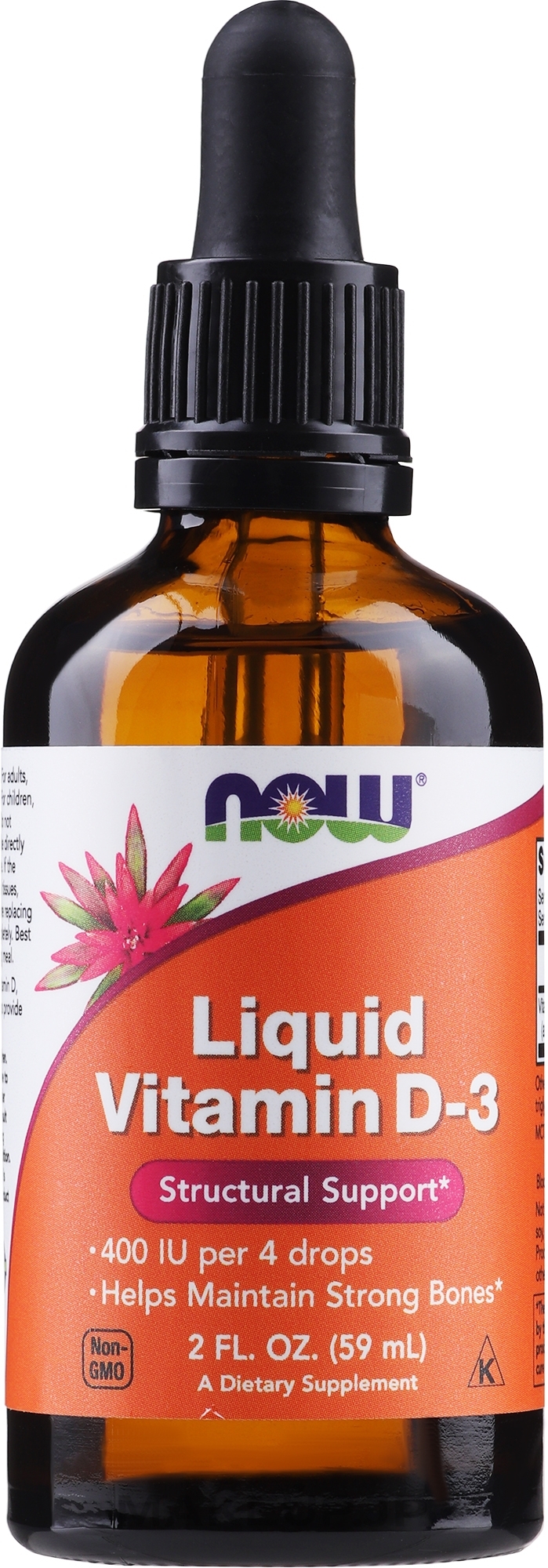 Drops "Vitamin D3" - Now Foods Liquid Vitamin D3 400 IU — photo 59 ml