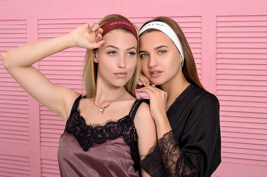 Headband Set, jersey "Marsala&White" - MAKEUP — photo N5