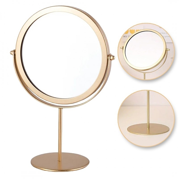 Cosmetic Table Mirror L14Z, single-sided, gold, 27cm - Ecarla — photo N1