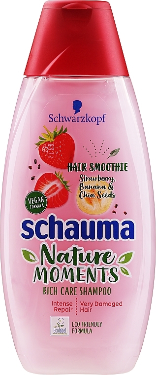 Strawberry, Banana & Chia Seed Smoothie Shampoo for Extra Damaged Hair - Schauma Nature Moments Shampoo — photo N1