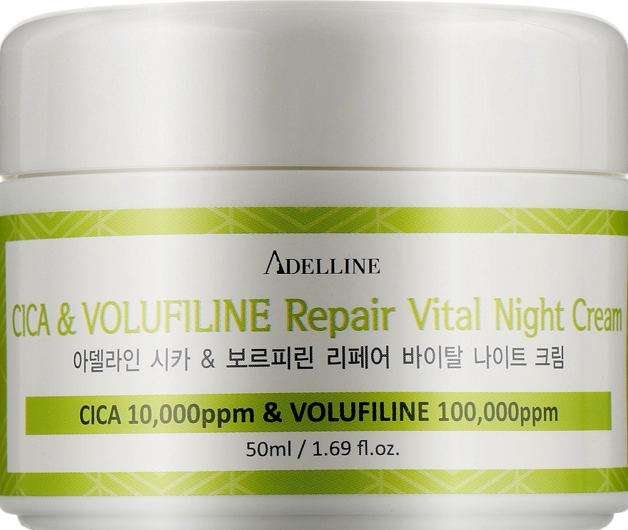 Night Face Cream with Centella & Volufilin - Adelline Cica Volufiline Repair Vital Night Cream — photo N1