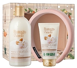 Set - Bottega Verde Sweet Almond Milk And Oil Gift Set (sh/gel/400ml+h/cr/75ml+hair/band/1pc) — photo N1