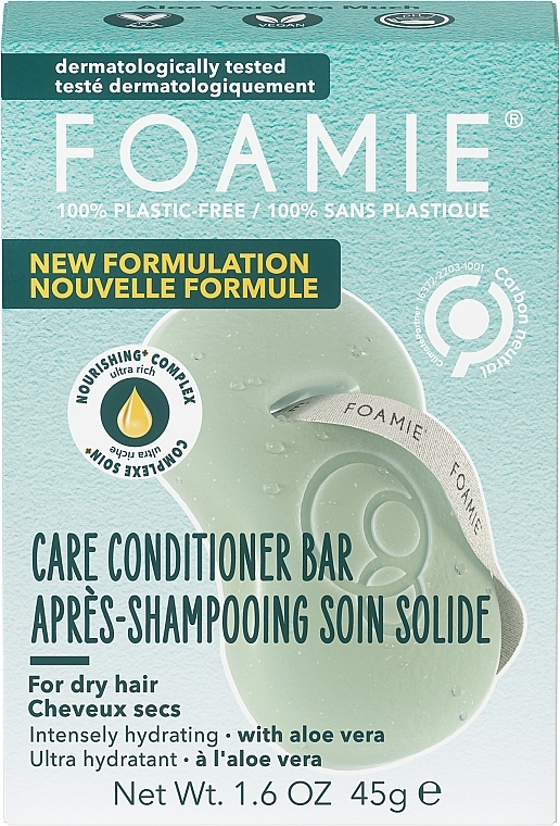 Dry Hair with Aloe Vera Bar Conditioner - Foamie Aloe You Vera Much Care Conditioner Bar — photo N1