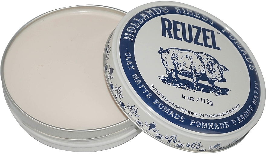 Strong Hold Hair Styling Clay - Reuzel Clay Matte Pomade Strong Hold — photo N4