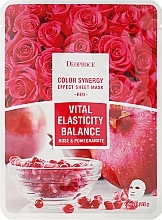 Fragrances, Perfumes, Cosmetics Pomegranate and Rose Petals Face Sheet Mask - Deoproce Color Synergy Effect Sheet Mask Red