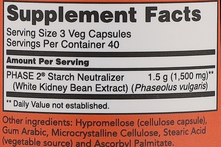 Phase 2. White Kidney Bean Extract, 500mg - Now Foods Phase 2 White Kidney Bean Extract — photo N8