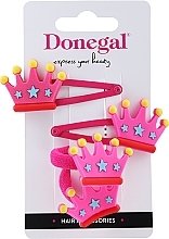 Fragrances, Perfumes, Cosmetics Hair Clip & Tie Set, FA-5663+1, pink with crowns - Donegal